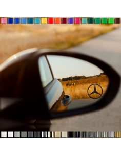Hochwertiger Mercedes-Stern Spiegel Aufkleber | 35x35mm | Wunschfarbe