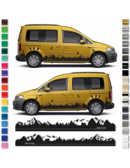 Berg-Landschaft Aufkleber - Seiten-Streifen Set für Van & Caddy | Wu