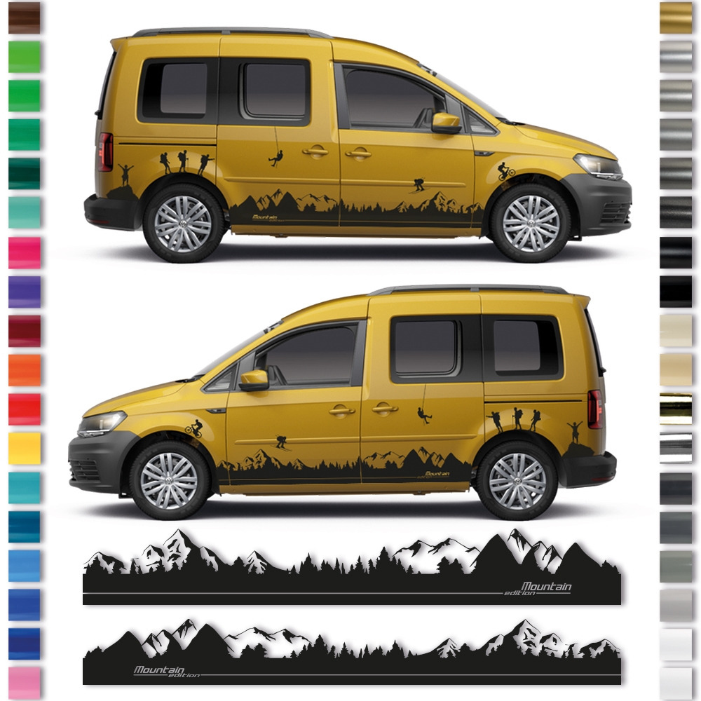Berg-Landschaft Aufkleber - Seiten-Streifen Set für Van & Caddy