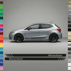 Sticker - side stripe set/décor suitable for Seat Ibiza in desired color with desired text