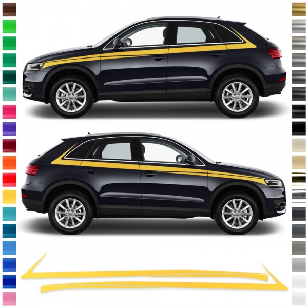 Sticker - side strip set/décor suitable for Audi Q3 in desired color