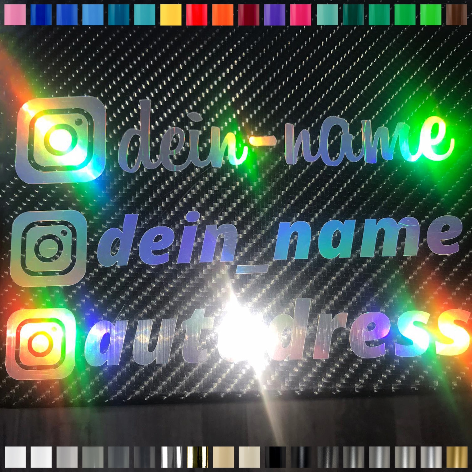Instagram name sticker set/décor 1 pcs. 20x5cm in desired color