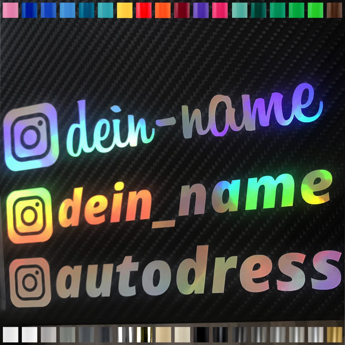 Instagram name sticker set/décor 1 pcs. 20x5cm in desired color