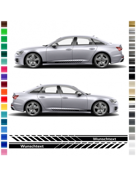 "Audi A6 Aufkleber: Individuelles Seiten-Streifen Set - Wunschfarbe, 