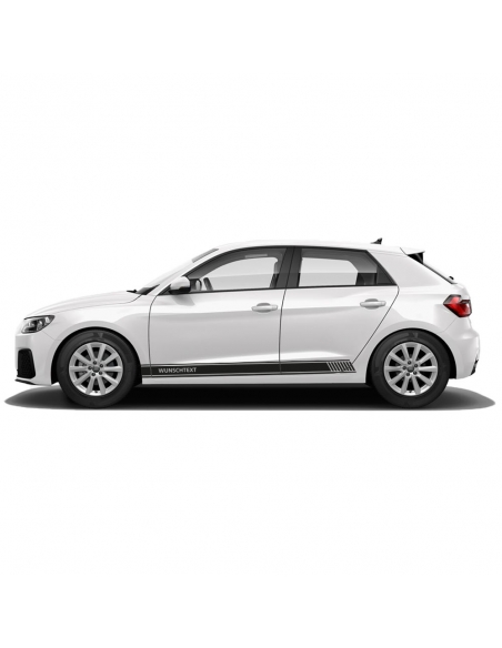 Sticker - side stripe set/décor suitable for Audi A1 Quattro in desired color with desired text