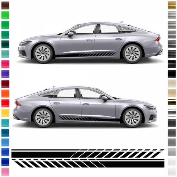 Aufkleber - Seiten-Streifen Set/Dekor passend für Audi A7 in Wunschfarbe
