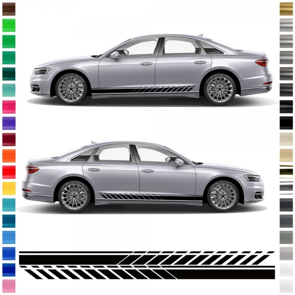 Sticker - side strip set/décor suitable for Audi A8 in desired color