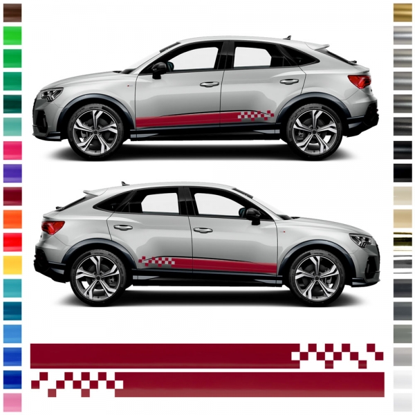 "Audi Q3 Seiten-Streifen Set: Customize Your Ride with Colorful Aufkl