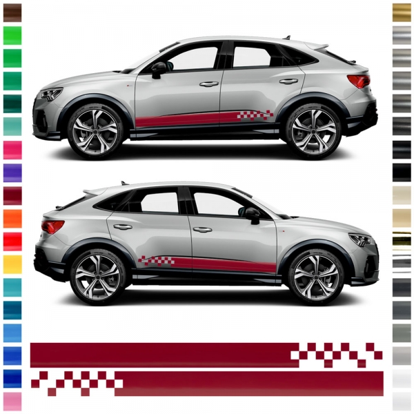 Aufkleber Seiten-Streifen Set/Dekor passend für Audi Q3 in Wunschfarbe