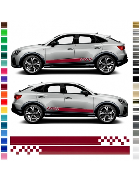 "Audi Q3 Seiten-Streifen Set: Customize Your Ride with Colorful Aufkl