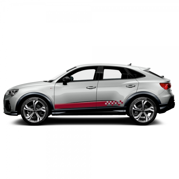 "Audi Q3 Seiten-Streifen Set: Customize Your Ride with Colorful Aufkl