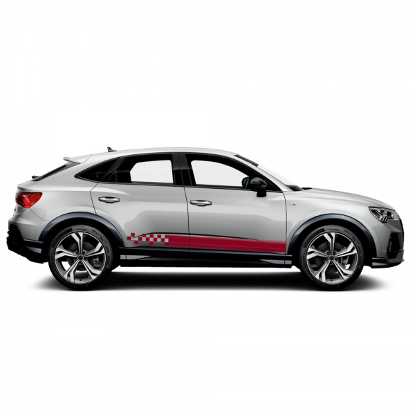 "Audi Q3 Seiten-Streifen Set: Customize Your Ride with Colorful Aufkl