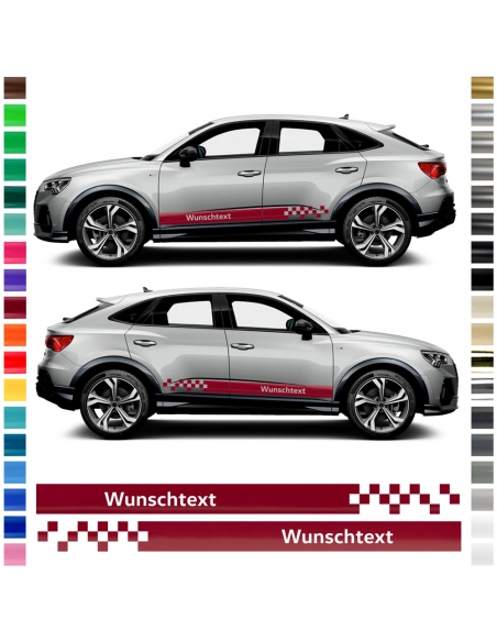 Audi Q3 Seiten-Streifen Set: Wunschfarbe und Wunschtext