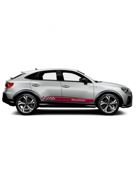 Audi Q3 Seiten-Streifen Set: Wunschfarbe und Wunschtext