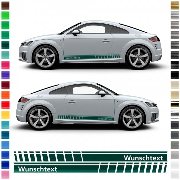Side stripe set/décor suitable for Audi TT in desired color with desired text