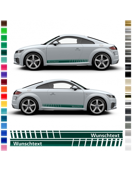 Side stripe set/décor suitable for Audi TT in desired color with desired text