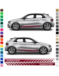 Side stripe set/décor suitable for Audi A1 in desired color with desired text