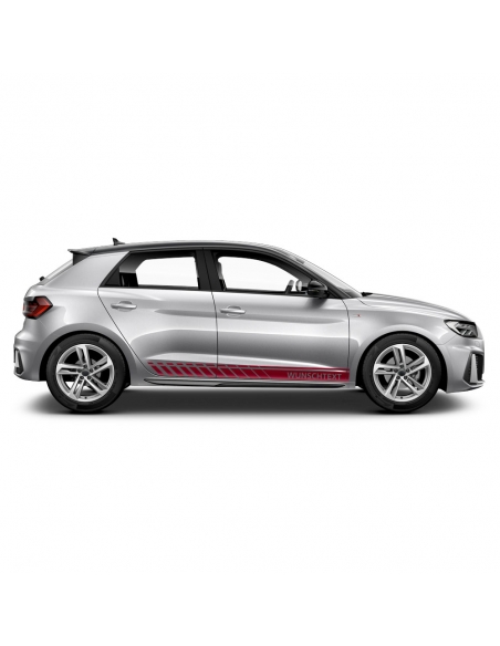 Side stripe set/décor suitable for Audi A1 in desired color with desired text