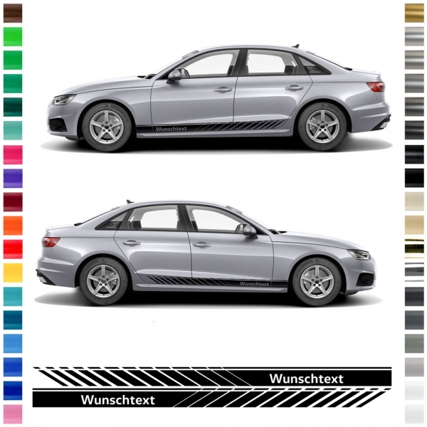 Side stripe set/décor suitable for Audi A4 in desired color with desired text