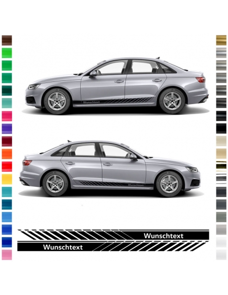 Side stripe set/décor suitable for Audi A4 in desired color with desired text