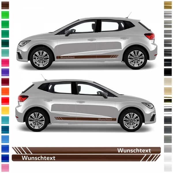 Sticker - side stripe set/décor suitable for Seat Ibiza in desired color with desired text