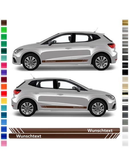 Sticker - side stripe set/décor suitable for Seat Ibiza in desired color with desired text