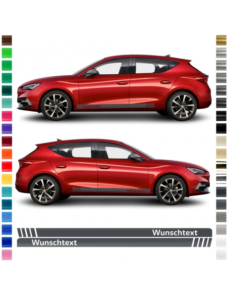 Sticker - side stripe set/décor suitable for Seat Leon in desired color with desired text