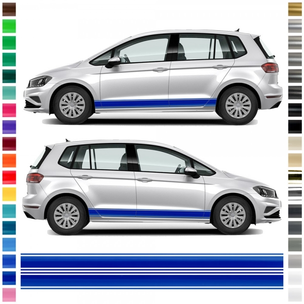 "Clean" Seitenstreifen Set/Dekor universal passend für alle Volkswagen / VW Golf in Wunschfarbe