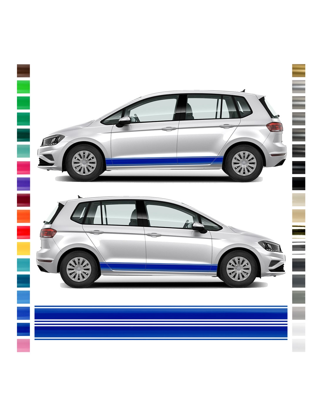 Influence draft sympathy Sticker - side stripe set/décor universal suitable for all Volkswagen / VW  Golf in desired color