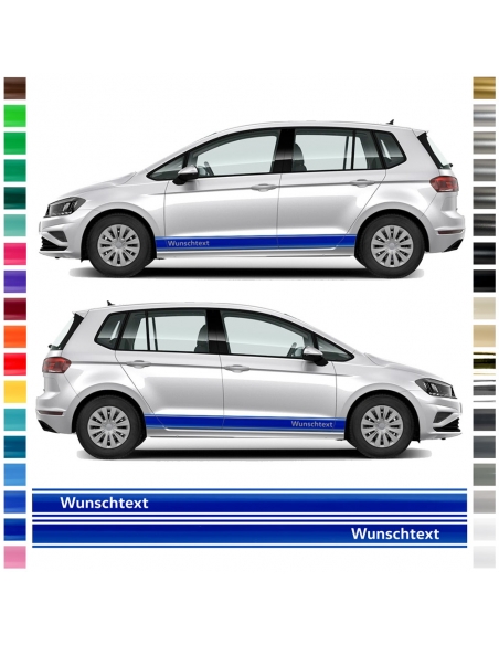 Sticker - side stripe set/décor universal suitable for all Volkswagen / VW Golf in desired color with desired text