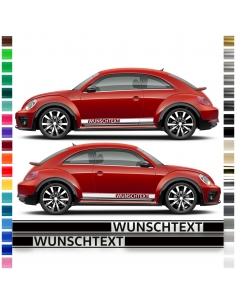 Side Strip Set/Decor suitable for VW / Volkswagen Beetle S (149x9.5cm) in desired color and text