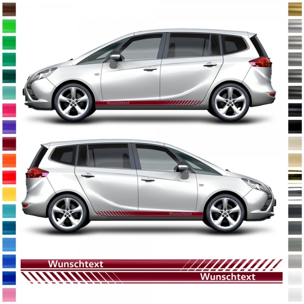 Opel Zafira Seiten-Streifen Set - Individuelles Dekor in Wunschfarbe
