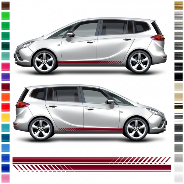 "Opel Zafira Aufkleber - Seiten-Streifen Set in Wunschfarbe: Stilvoll