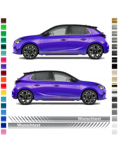 Side stripe set/décor suitable for Opel Corsa R in desired color and desired text