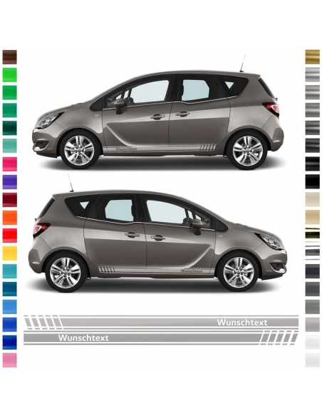 Sticker - side stripe set/décor suitable for Opel Meriva in desired color and text