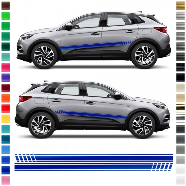 Aufkleber - Seiten-Streifen Set/Dekor passend für Opel GRANDLAND in Wunschfarbe