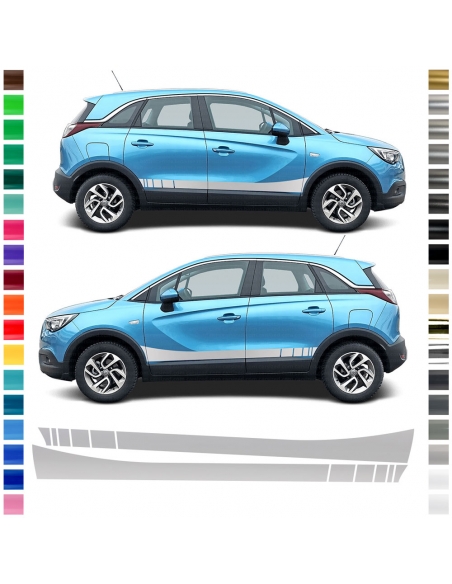 "Opel Crossland Seiten-Streifen Set - Wunschfarbe | Individuelles Dek