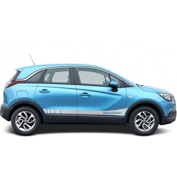"Opel Crossland: Seiten-Streifen Set in Wunschfarbe & Wunschtext - Pe