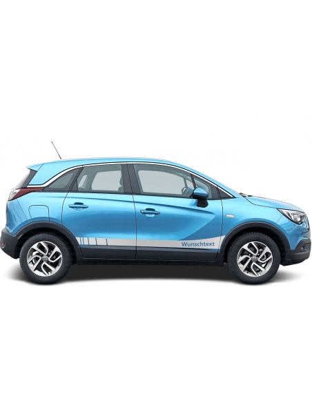"Opel Crossland: Seiten-Streifen Set in Wunschfarbe & Wunschtext - Pe