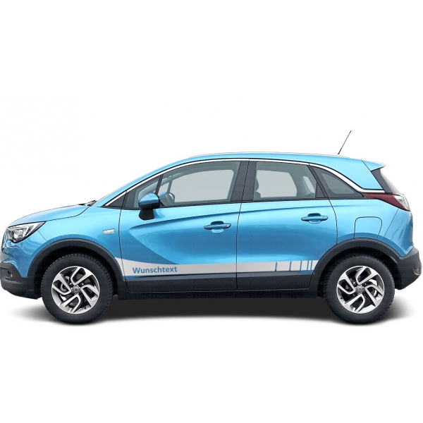 "Opel Crossland: Seiten-Streifen Set in Wunschfarbe & Wunschtext - Pe