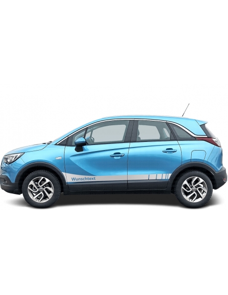 "Opel Crossland: Seiten-Streifen Set in Wunschfarbe & Wunschtext - Pe
