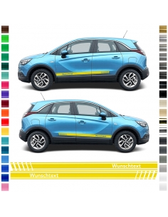 Sticker - side stripe set/décor suitable for Opel Crossland in desired color with desired text