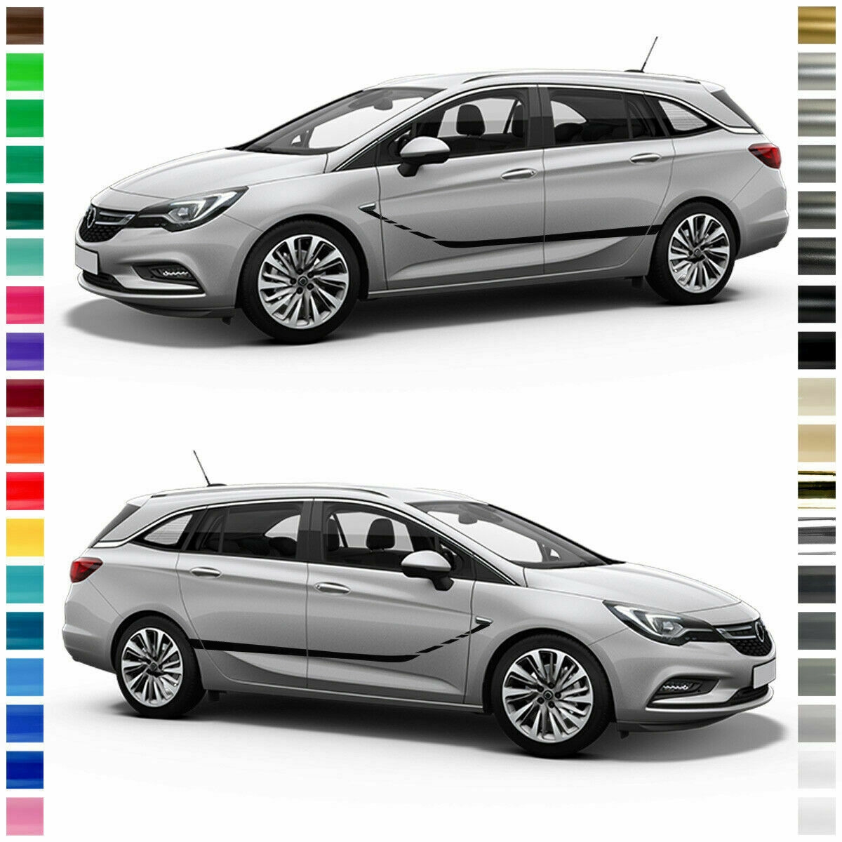 Opel Astra K Seitenstreifen Set in Wunschfarbe – Perfekte Dekorati