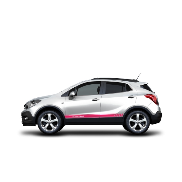 Opel MOKKA Aufkleber: Seiten-Streifen Set in Wunschfarbe & Wunschtext