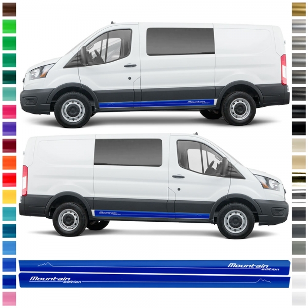 "Mountain Edition" Sticker - Side Stripe Set/Décor suitable for Ford Transit Custom in desired color