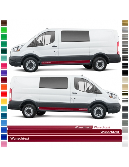 Sticker - side stripe set/décor suitable for Ford Transit in desired color - motif: standard with desired text