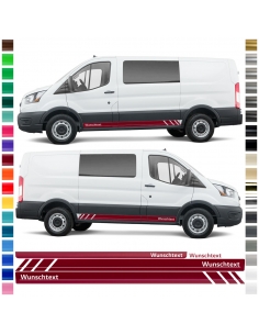 Sticker - side stripe set/décor suitable for Ford Transit in desired color - Motif: Racing with desired text