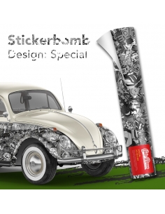 Stickerbomb Autofolie -  Design: Special Schwarz/Weiß