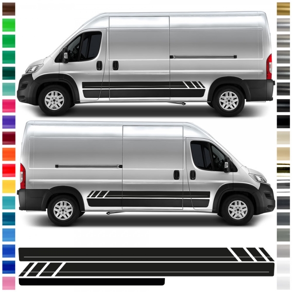 "Seiten-Streifen Set/Dekor für Fiat Ducato - Racing in Wunschfarbe: