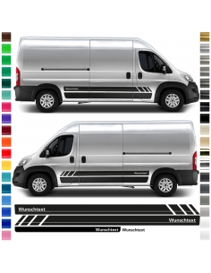 Side stripe set/décor suitable for Fiat Ducato - Racing in desired color with desired text